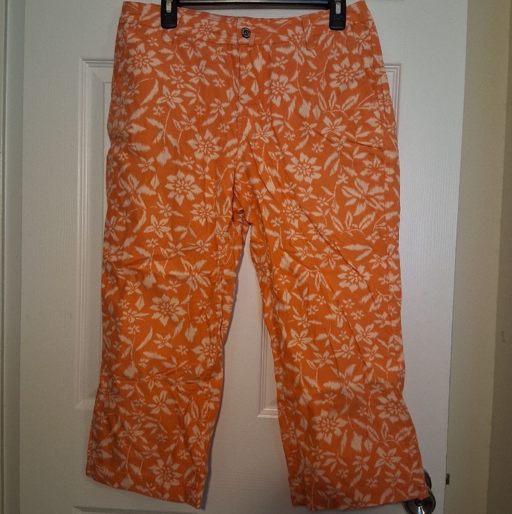Faded Glory Orange Floral Straight Leg Jeans